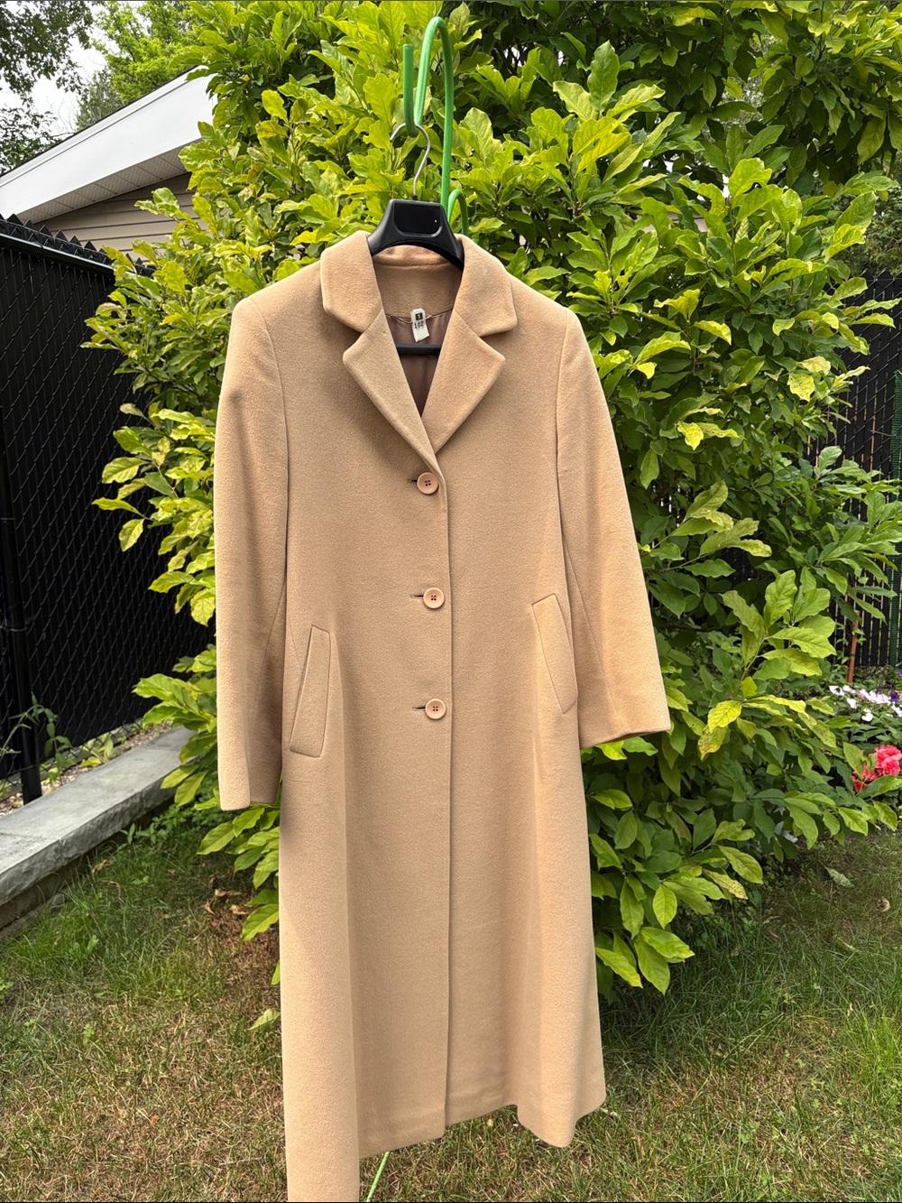 Women's Camel Single-Breasted Long Trench Coat